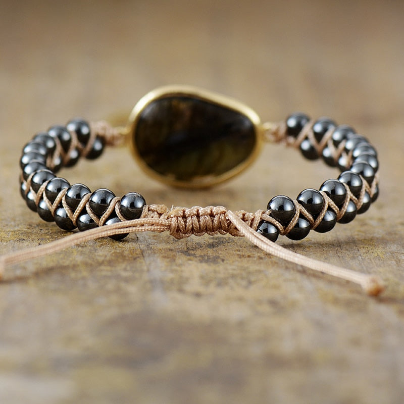 Dree | Armband Augen des Himmels mit Labradorit und energetischer Hämatit