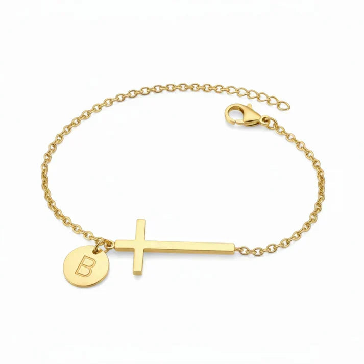 Elodryn | Heilige Initialenarmband – Personalisierte Kreuz