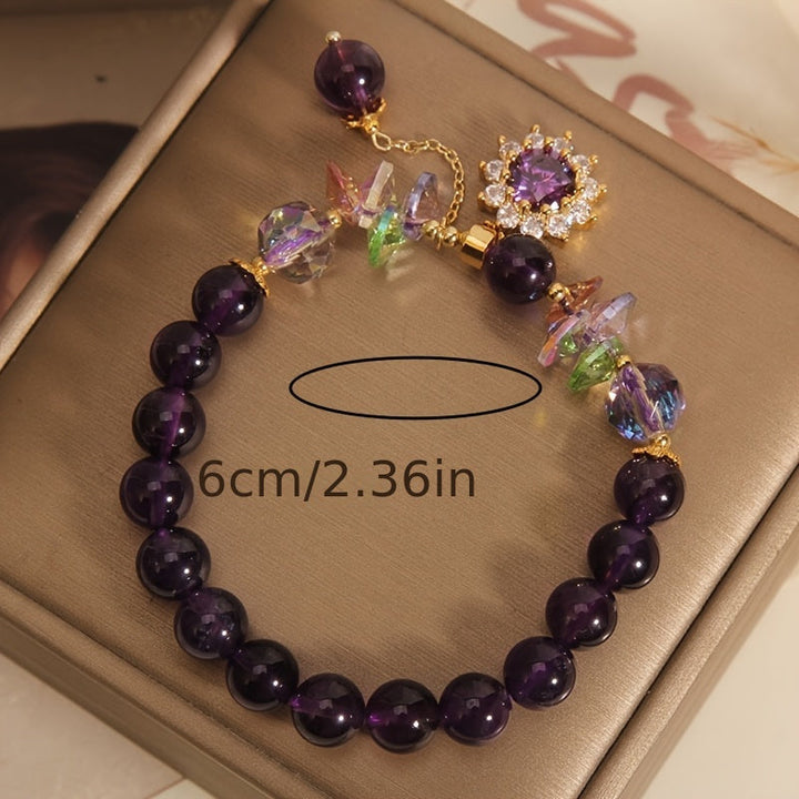 Winter | Armband aus lila Perlen mit funkelndem Anhänger