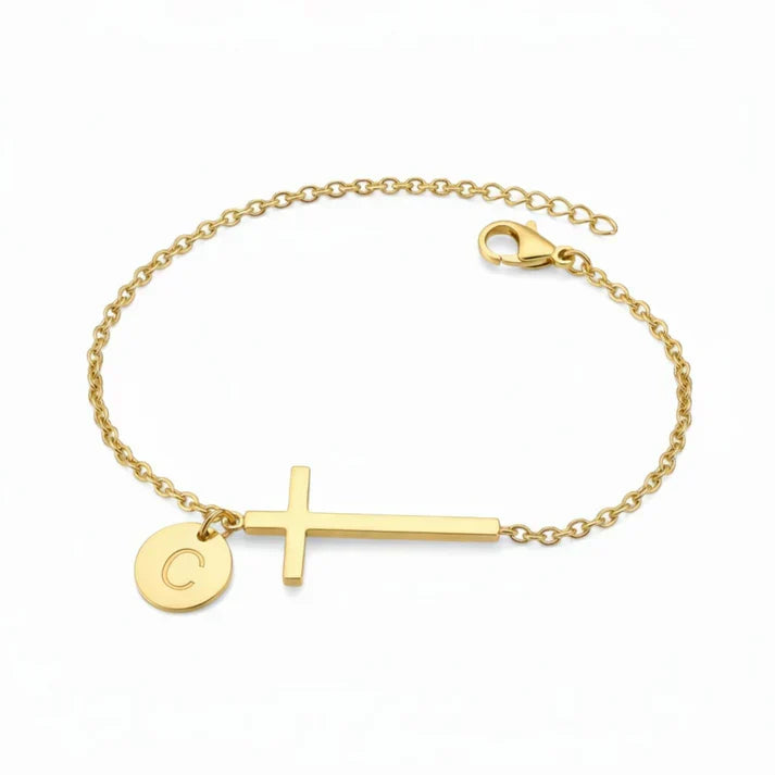 Elodryn | Heilige Initialenarmband – Personalisierte Kreuz