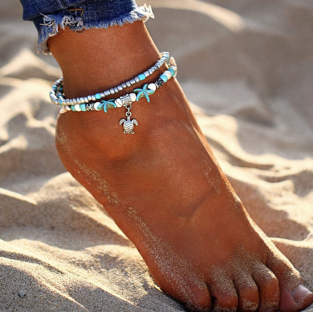 Islyn | Knöchelband mit Seestern und Meeresschildkröte