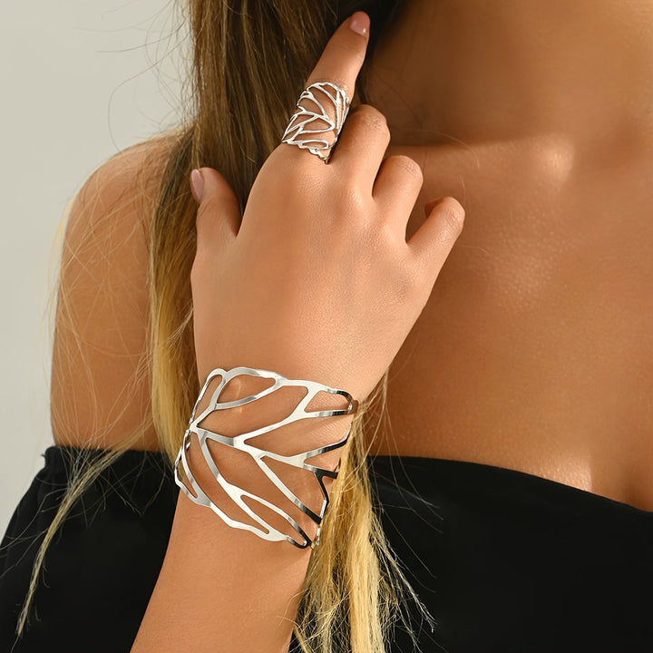 Lavinia | Armband- und Ring-Set mit Durchbrochenen Blättern im Vintage-Stil