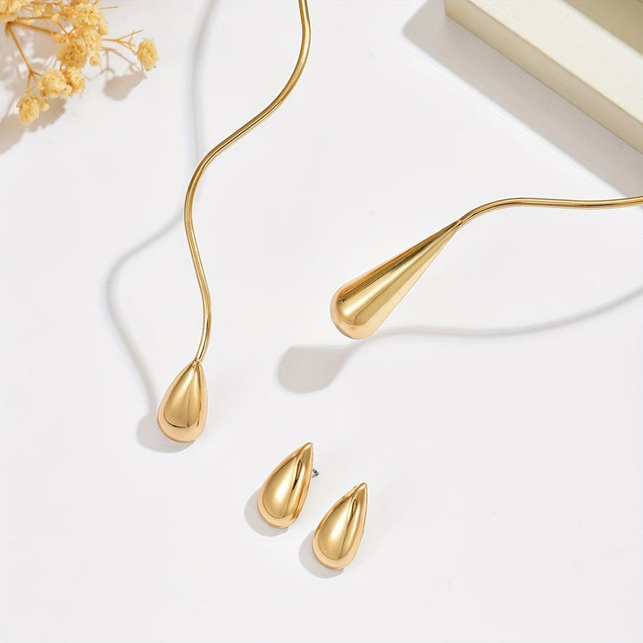 Taliah | Set Elegante aus Halskette und Ohrringen mit asymmetrischem Tropfendesign