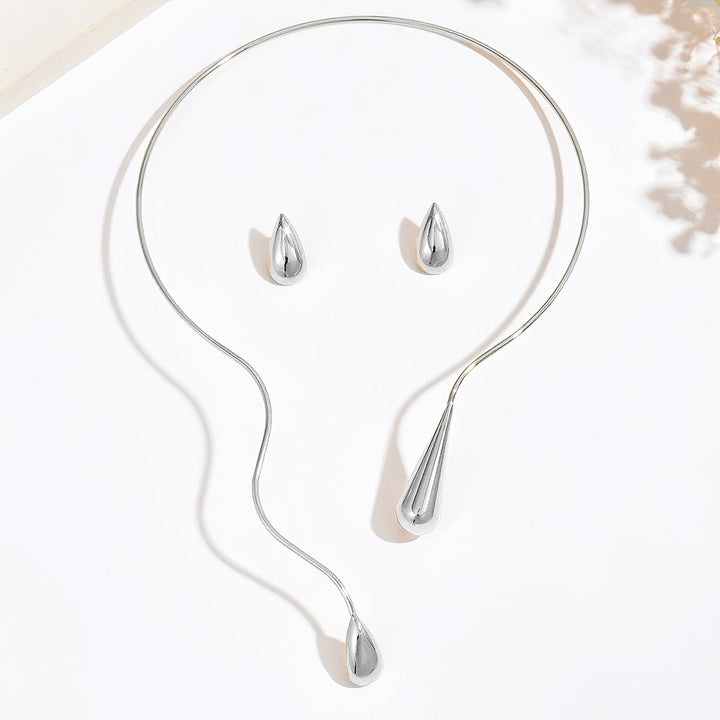 Taliah | Set Elegante aus Halskette und Ohrringen mit asymmetrischem Tropfendesign