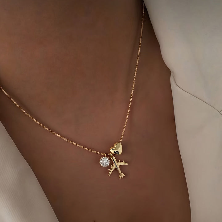 Linda | Minimalistisches Halsband mit Flugzeuganhänger und zartem Stil