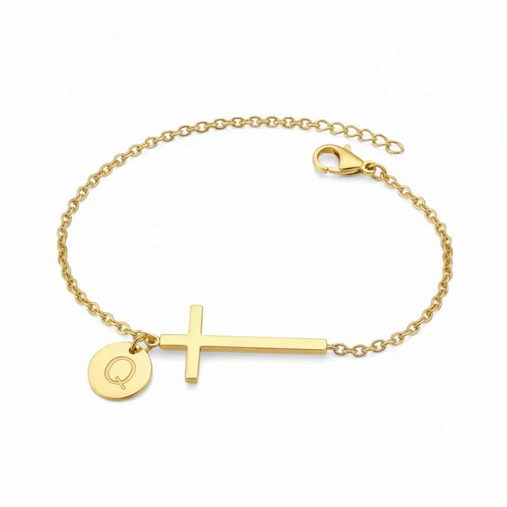 Elodryn | Heilige Initialenarmband – Personalisierte Kreuz