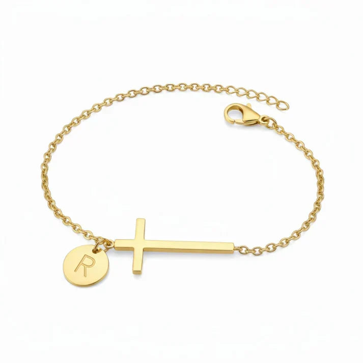 Elodryn | Heilige Initialenarmband – Personalisierte Kreuz