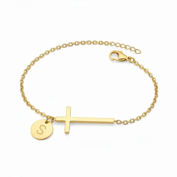 Elodryn | Heilige Initialenarmband – Personalisierte Kreuz