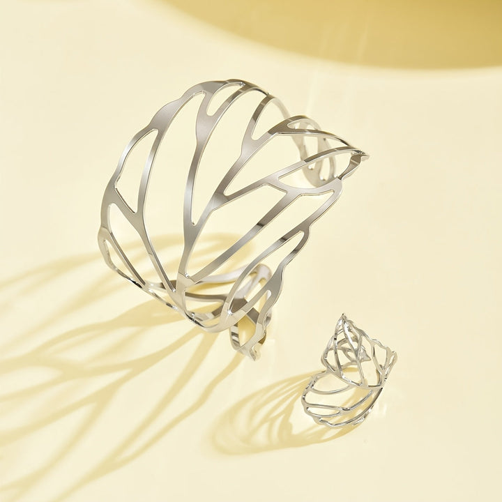 Lavinia | Armband- und Ring-Set mit Durchbrochenen Blättern im Vintage-Stil