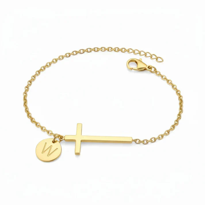 Elodryn | Heilige Initialenarmband – Personalisierte Kreuz