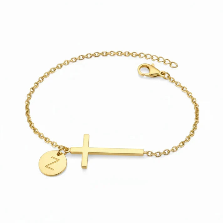 Elodryn | Heilige Initialenarmband – Personalisierte Kreuz