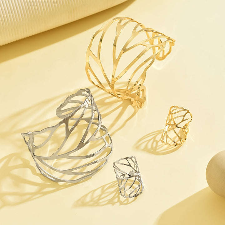 Lavinia | Armband- und Ring-Set mit Durchbrochenen Blättern im Vintage-Stil