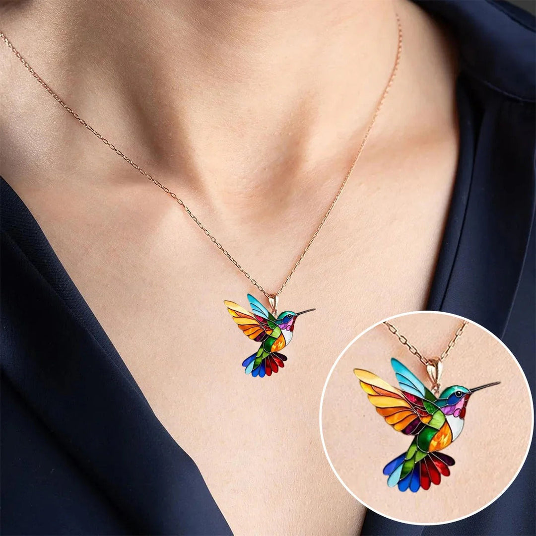 Vaila | Kolibri-Regenbogen-Halskette + passende Ohrringe als Geschenk