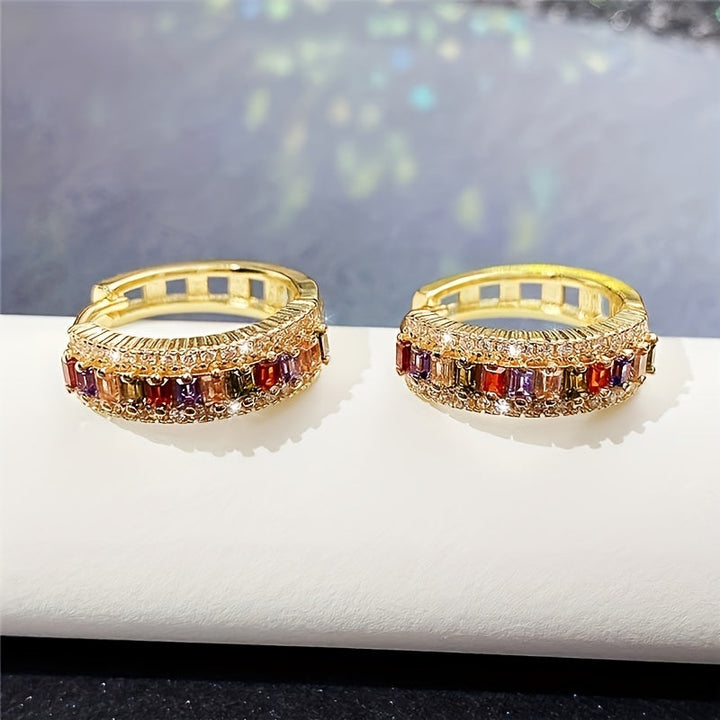 Natalia | 1 Paar Herrenohrringe aus buntem synthetischem Zirkon, modische Avantgarde Luxusschmuck für Herren, vielseitig für den täglichen Gebrauch