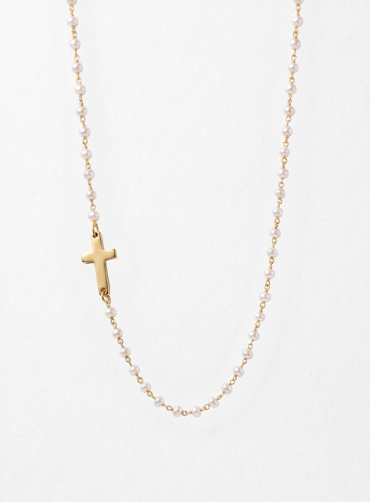 Marirae | Halskette mit Kreuz und Perlen