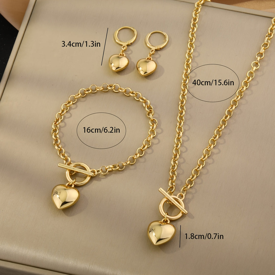 Gia | Elegantes Schmuckset mit Glänzendem Herz und Luxuriösem Finish