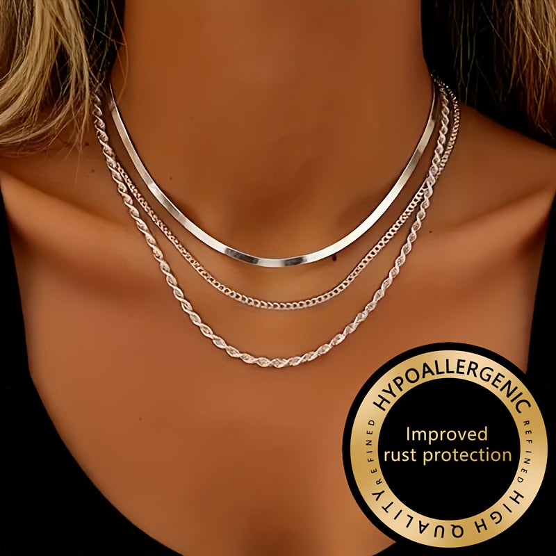 Winsley | Eleganter Dreischicht-Halsreif mit Goldfinish