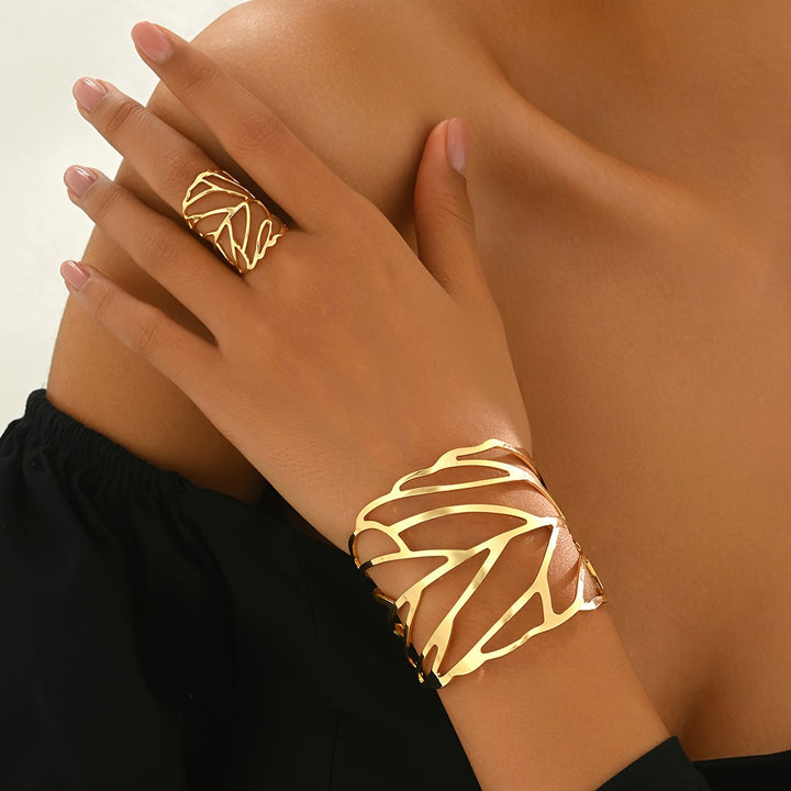 Lavinia | Armband- und Ring-Set mit Durchbrochenen Blättern im Vintage-Stil