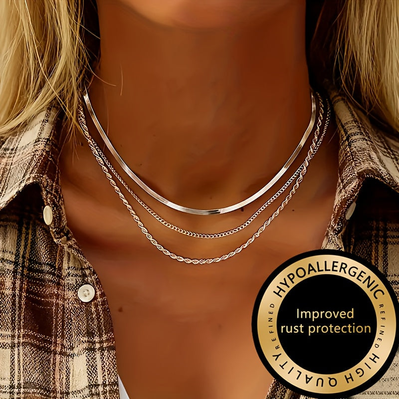 Winsley | Eleganter Dreischicht-Halsreif mit Goldfinish