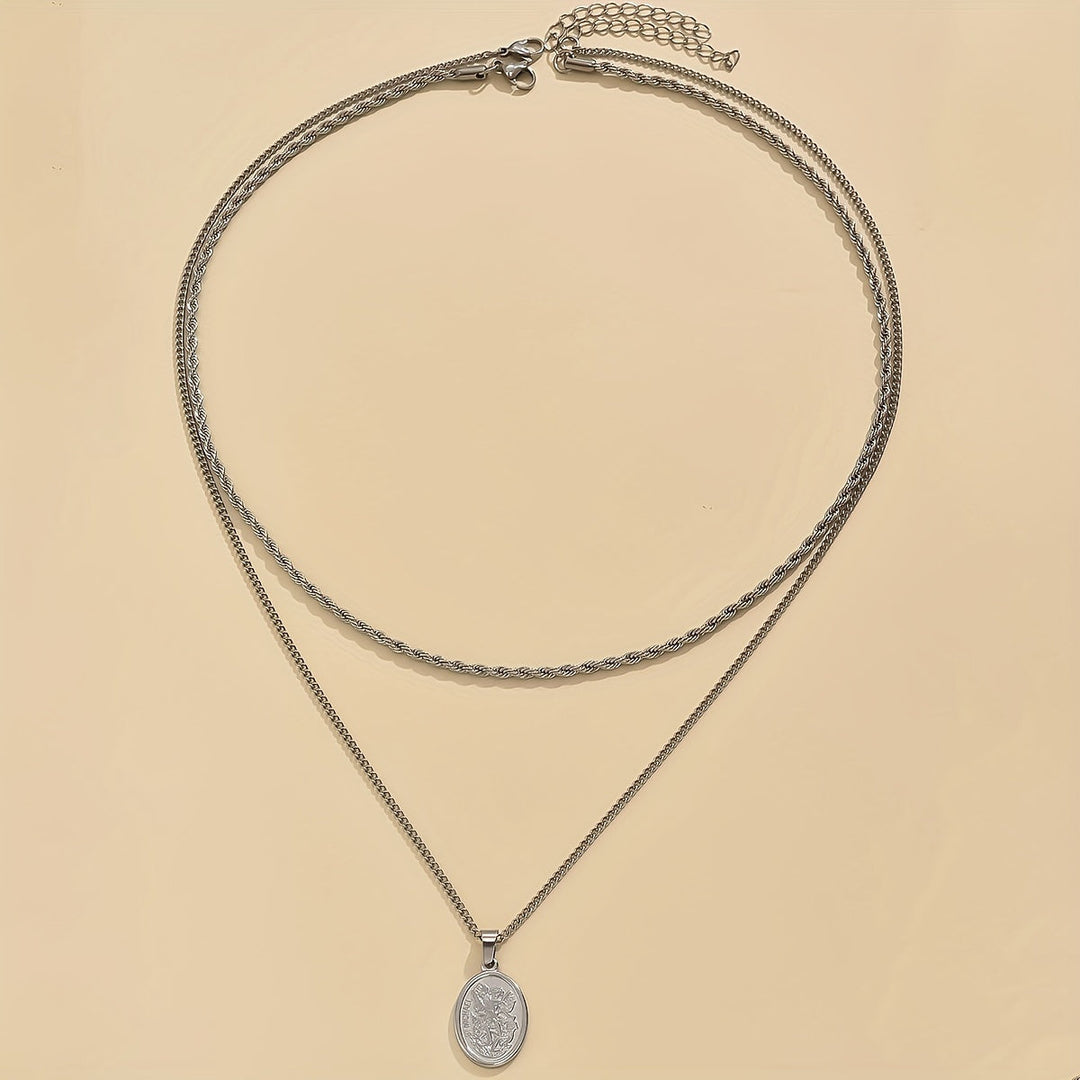 Seraphine | Halskette aus Edelstahl mit ovalem Dreh-Design für Herren, modisches Casual-Accessoire