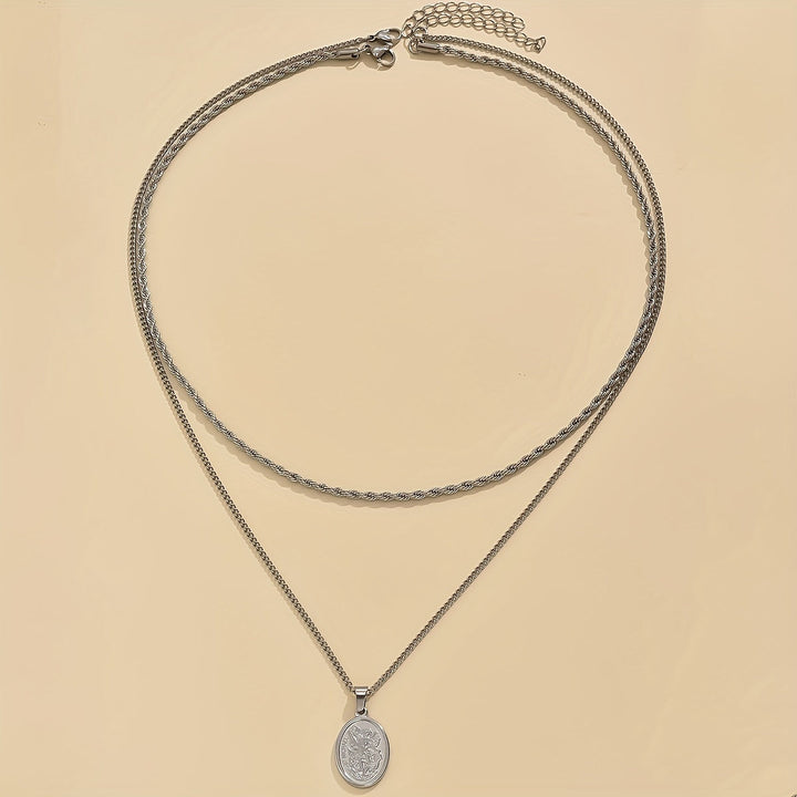 Seraphine | Halskette aus Edelstahl mit ovalem Dreh-Design für Herren, modisches Casual-Accessoire