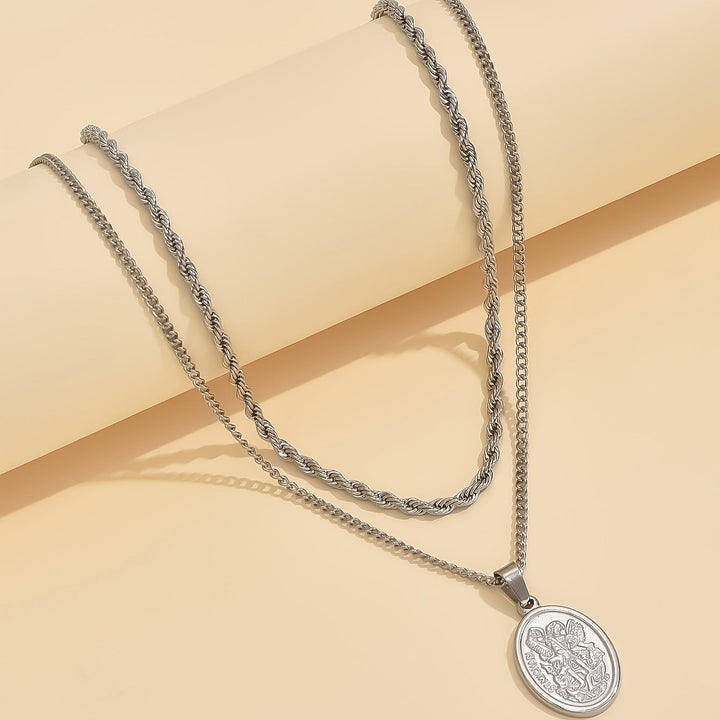 Seraphine | Halskette aus Edelstahl mit ovalem Dreh-Design für Herren, modisches Casual-Accessoire
