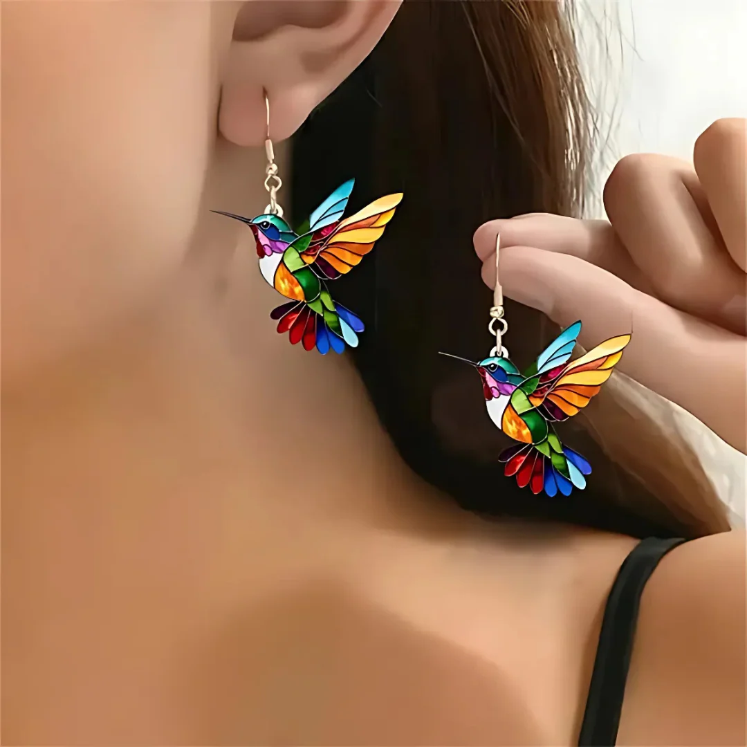 Vaila | Kolibri-Regenbogen-Halskette + passende Ohrringe als Geschenk