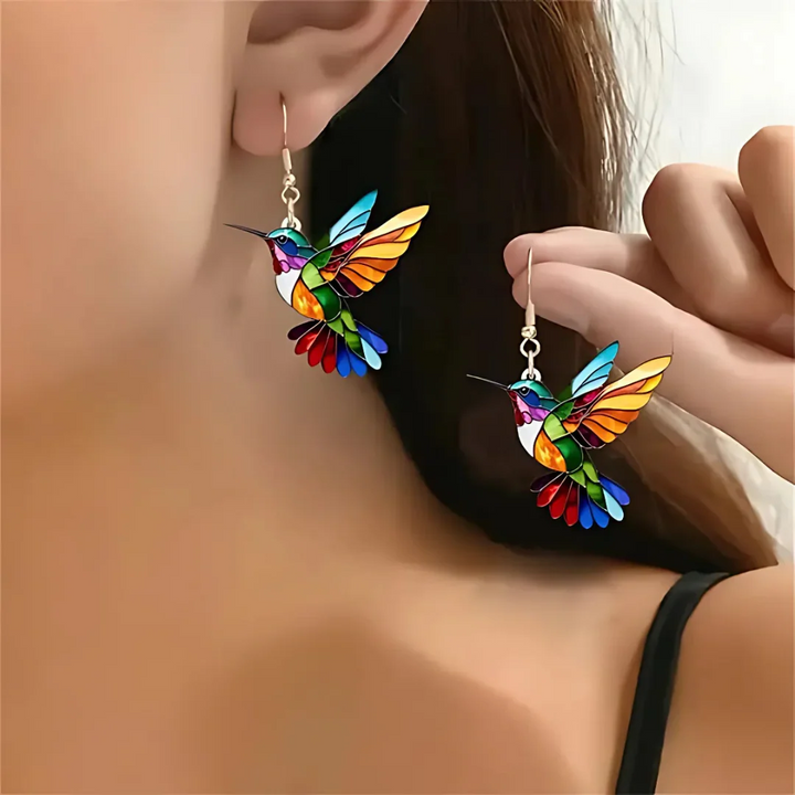 Vaila | Kolibri-Regenbogen-Halskette + passende Ohrringe als Geschenk