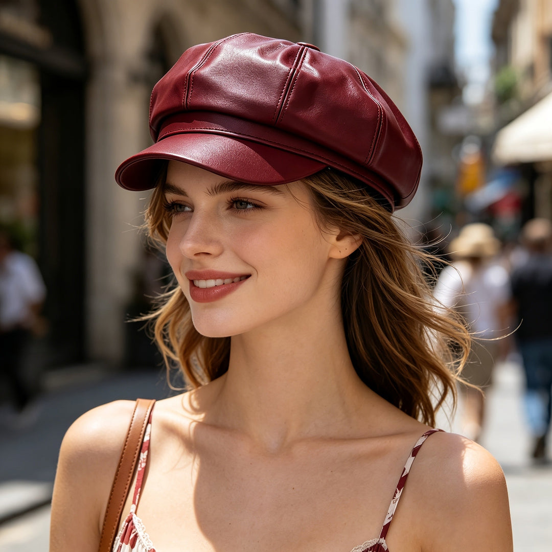 Blair | Britische Leder-Beretmütze für Frauen