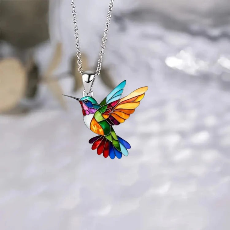 Vaila | Kolibri-Regenbogen-Halskette + passende Ohrringe als Geschenk