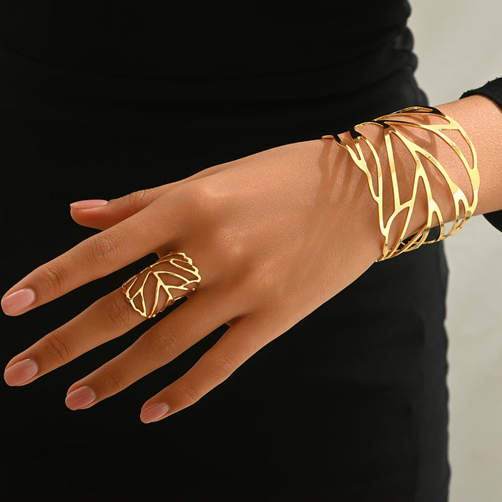 Lavinia | Armband- und Ring-Set mit Durchbrochenen Blättern im Vintage-Stil