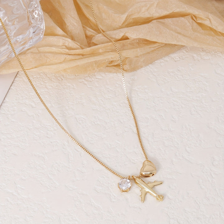 Linda | Minimalistisches Halsband mit Flugzeuganhänger und zartem Stil