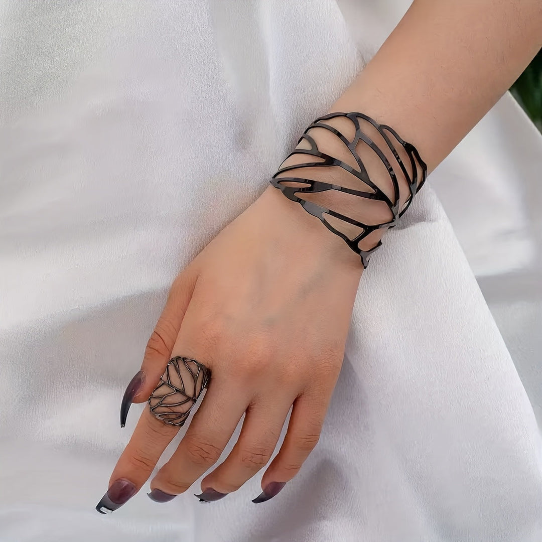 Lavinia | Armband- und Ring-Set mit Durchbrochenen Blättern im Vintage-Stil