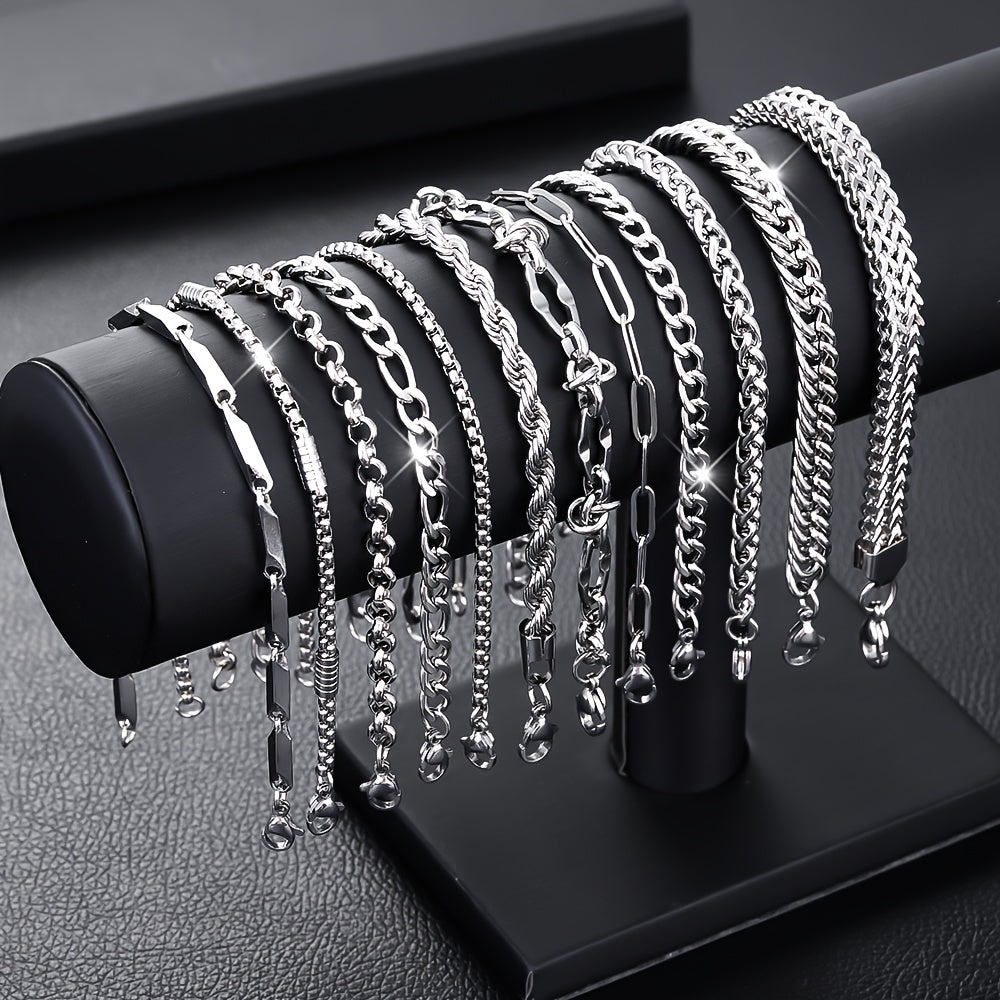 Stetson | Set mit 10 minimalistischen und vielseitigen Edelstahlarmbändern