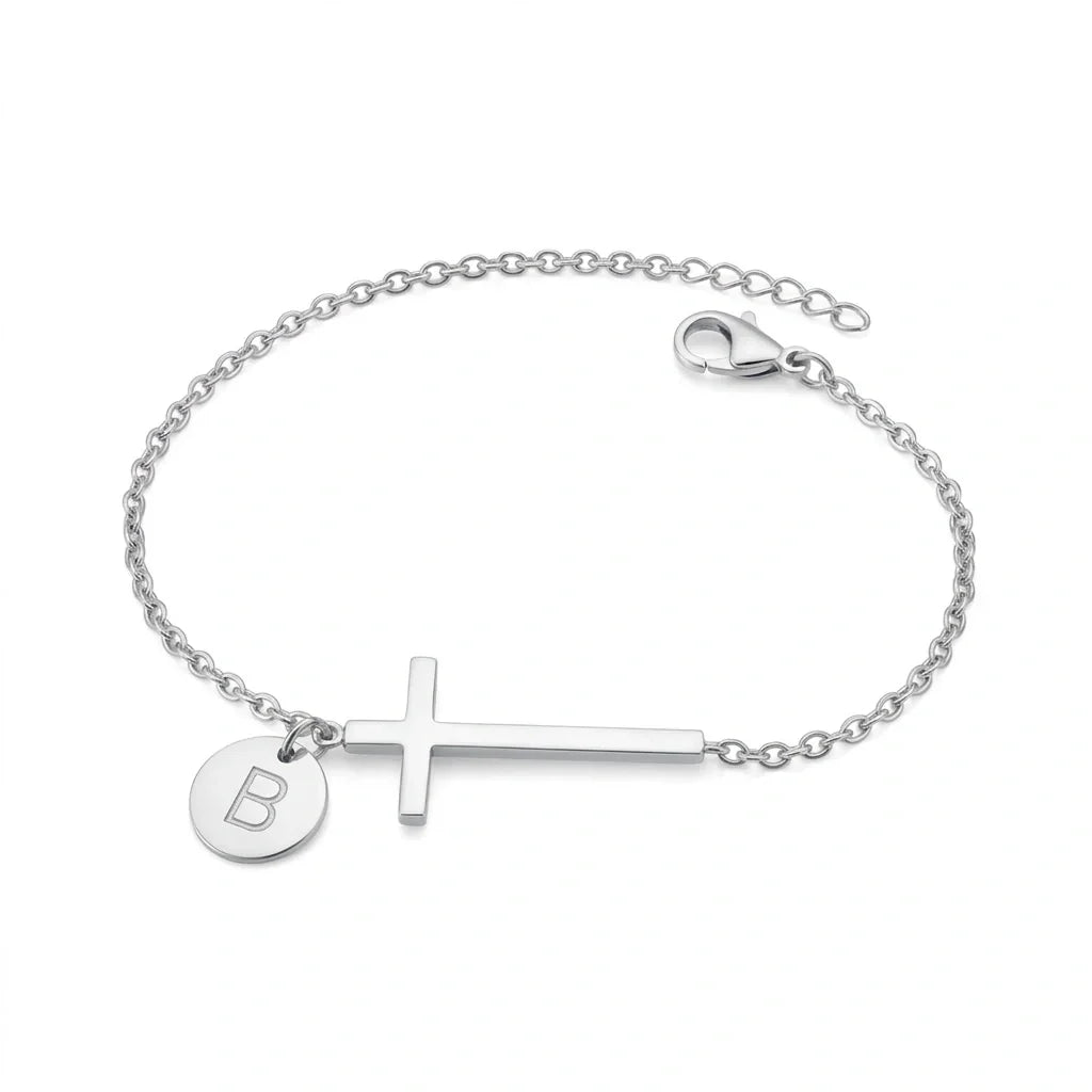 Elodryn | Heilige Initialenarmband – Personalisierte Kreuz