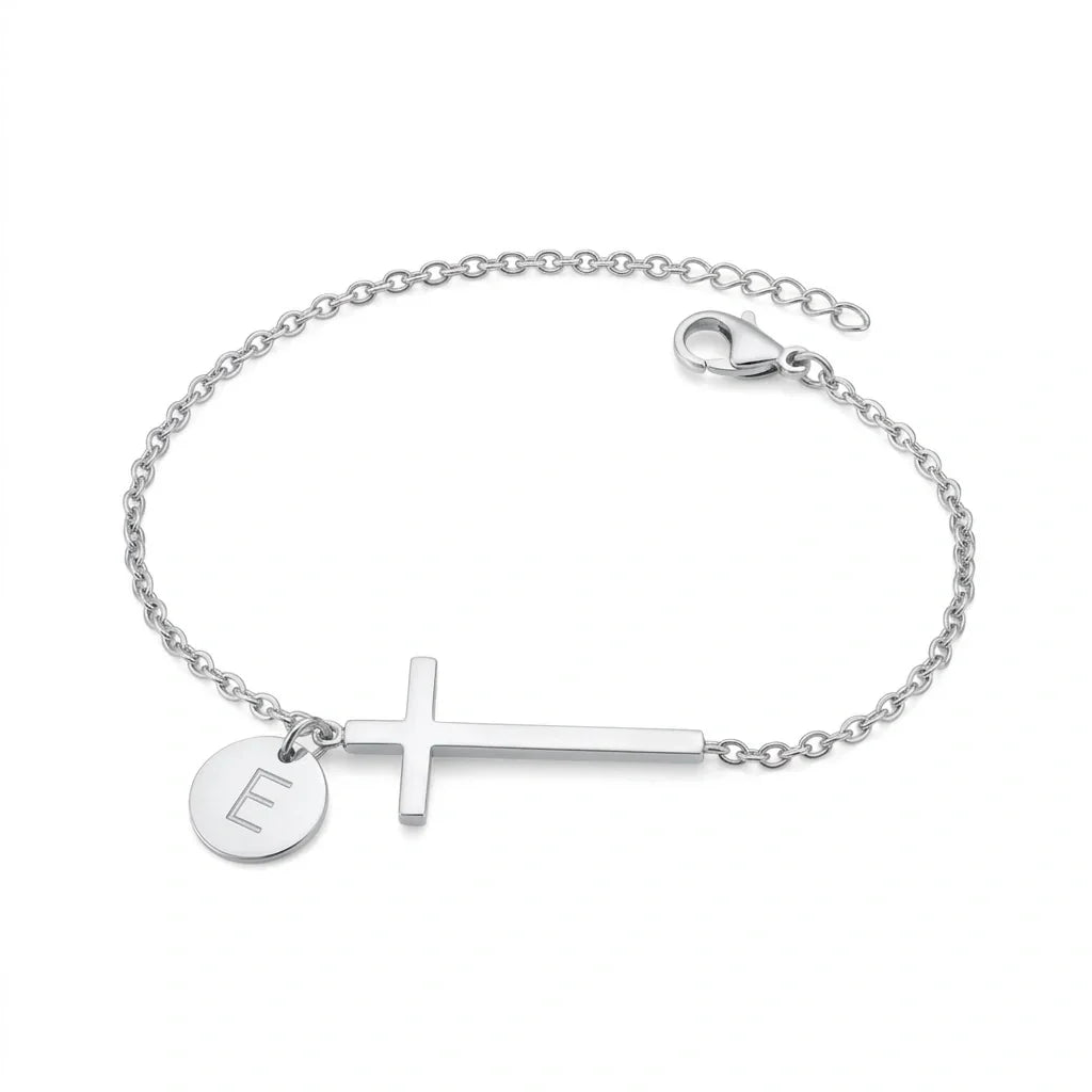 Elodryn | Heilige Initialenarmband – Personalisierte Kreuz