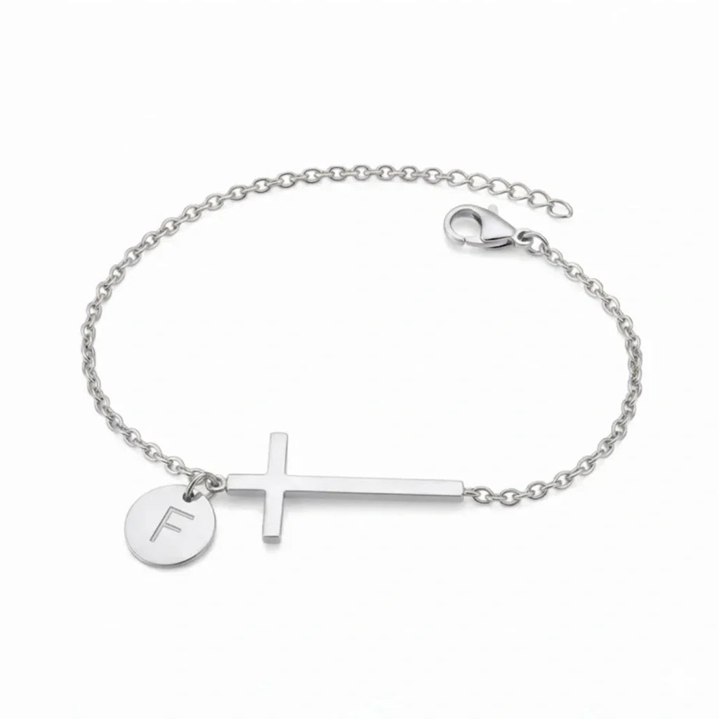 Elodryn | Heilige Initialenarmband – Personalisierte Kreuz
