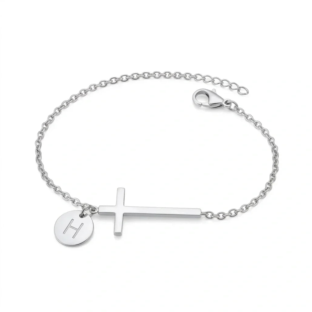 Elodryn | Heilige Initialenarmband – Personalisierte Kreuz