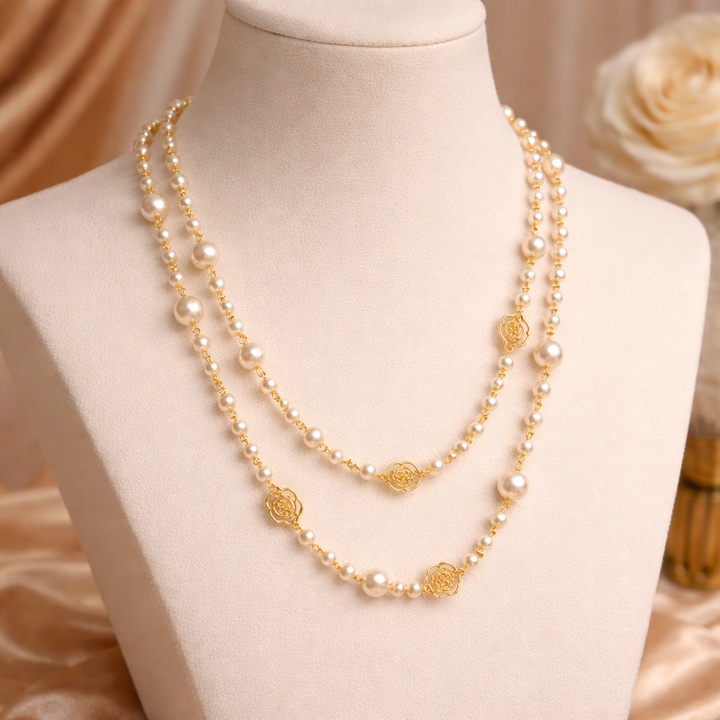 Darivienne | Eleganter Perlenkragen mit goldener Kette