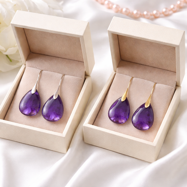 Genira | Ohrringe aus natürlichem Amethyst in Tropfenform