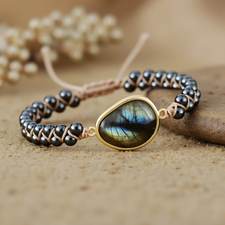 Dree | Armband Augen des Himmels mit Labradorit und energetischer Hämatit