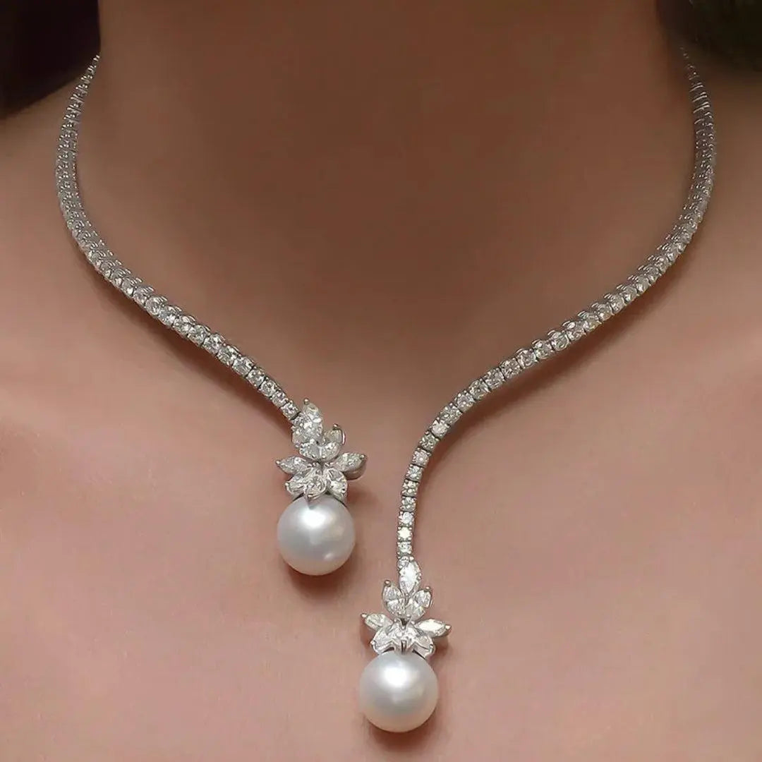 Vionelise | Eleganter Kragen mit Perlen und glänzendem Sterlingsilber