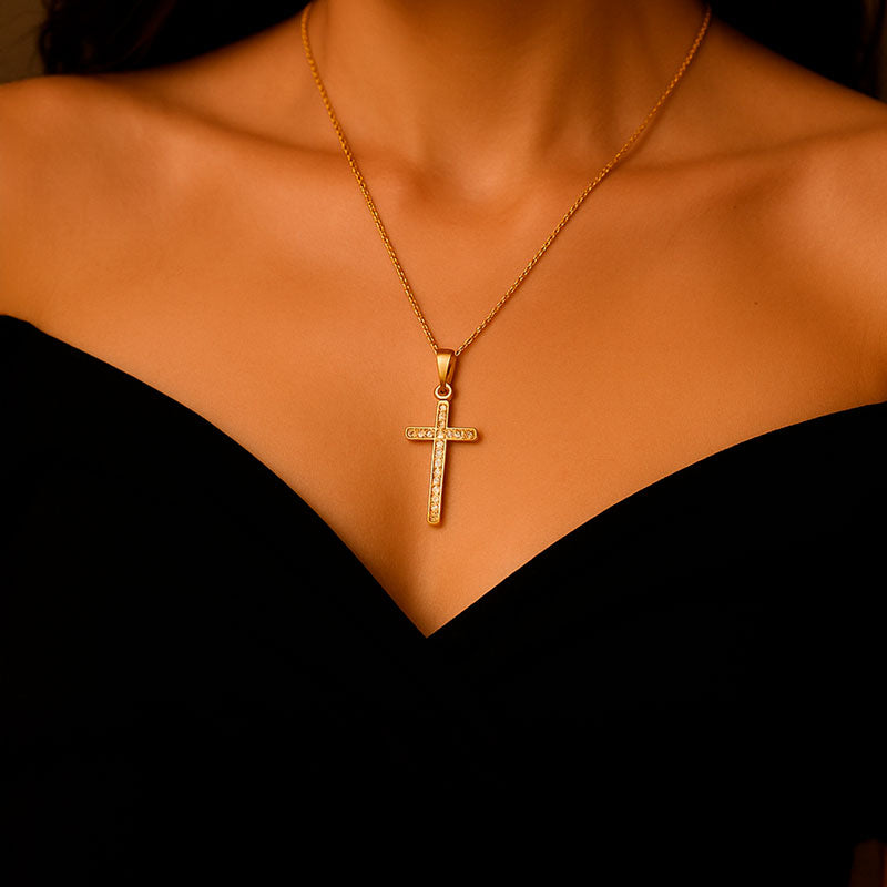Delphine | Minimalistisches Kreuz-Halsband in Gold-Finish