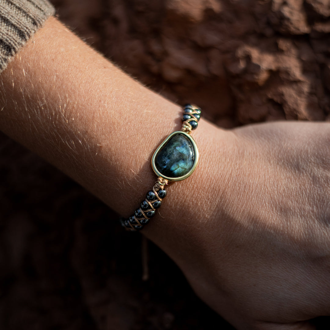 Dree | Armband Augen des Himmels mit Labradorit und energetischer Hämatit