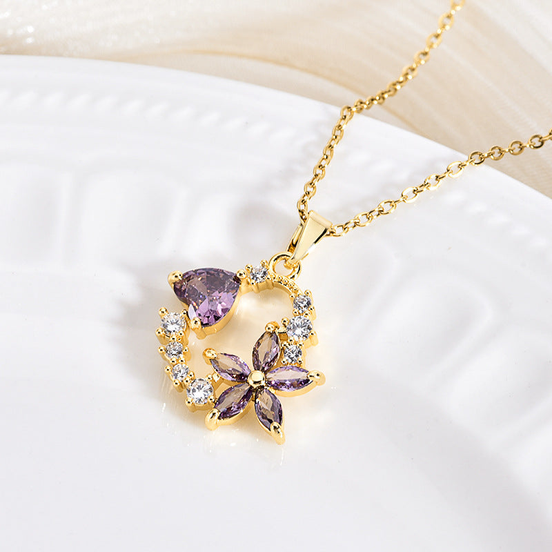 Halia | Halskette Herz in Blume