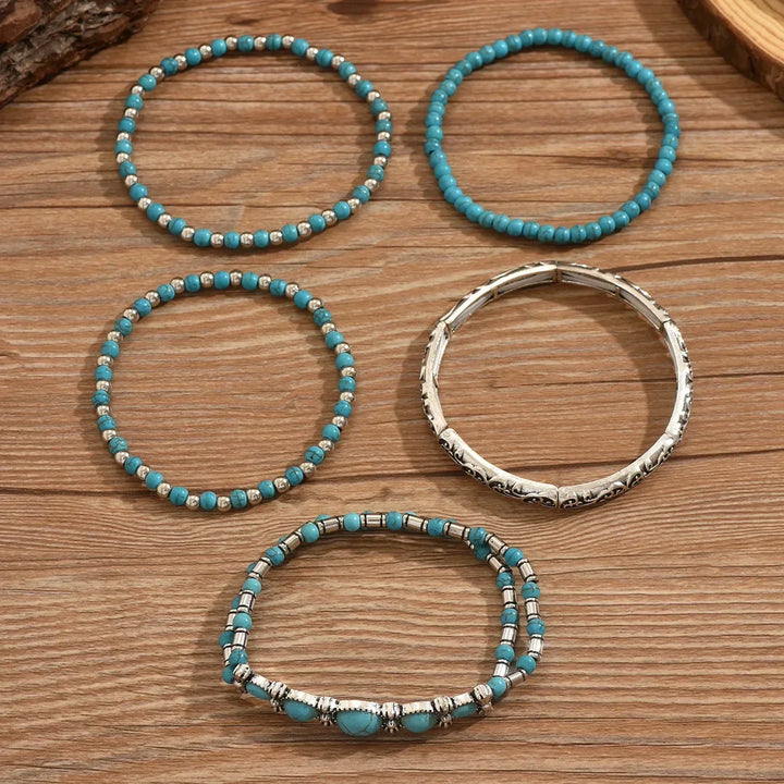 Selavienne | Bohemian-Armbänder mit grünen und türkisfarbenen Perlen