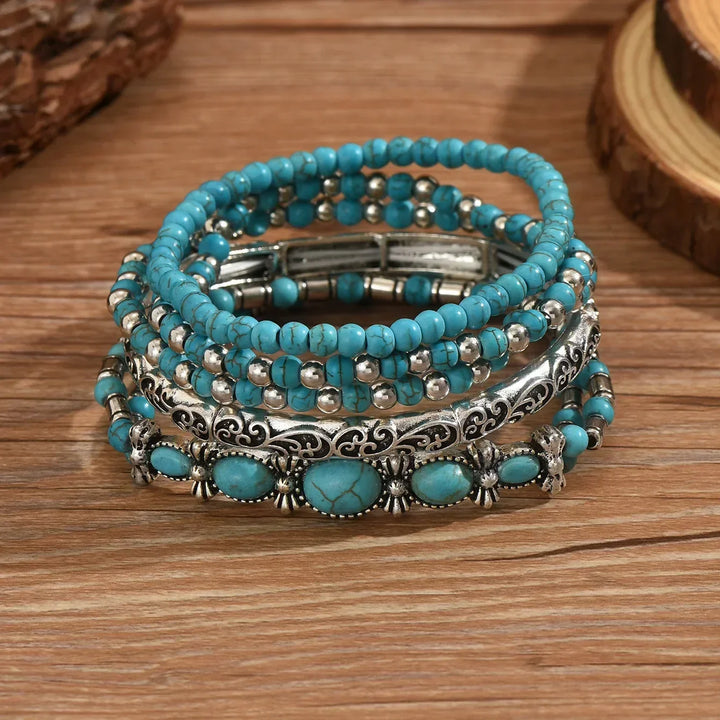 Selavienne | Bohemian-Armbänder mit grünen und türkisfarbenen Perlen