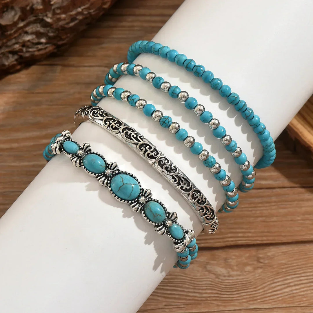 Selavienne | Bohemian-Armbänder mit grünen und türkisfarbenen Perlen