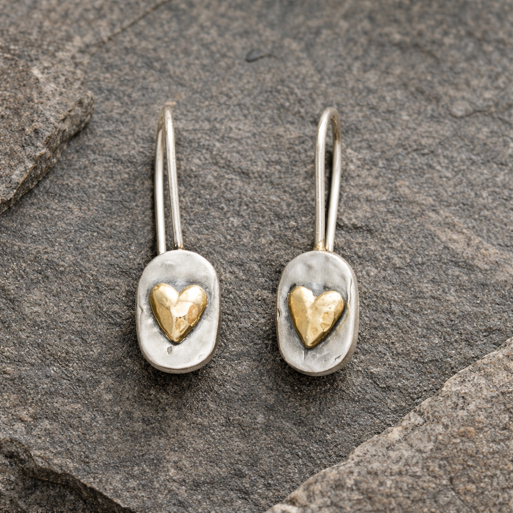Veradelle | Vintage-Herzohrringe aus Silber und Gold