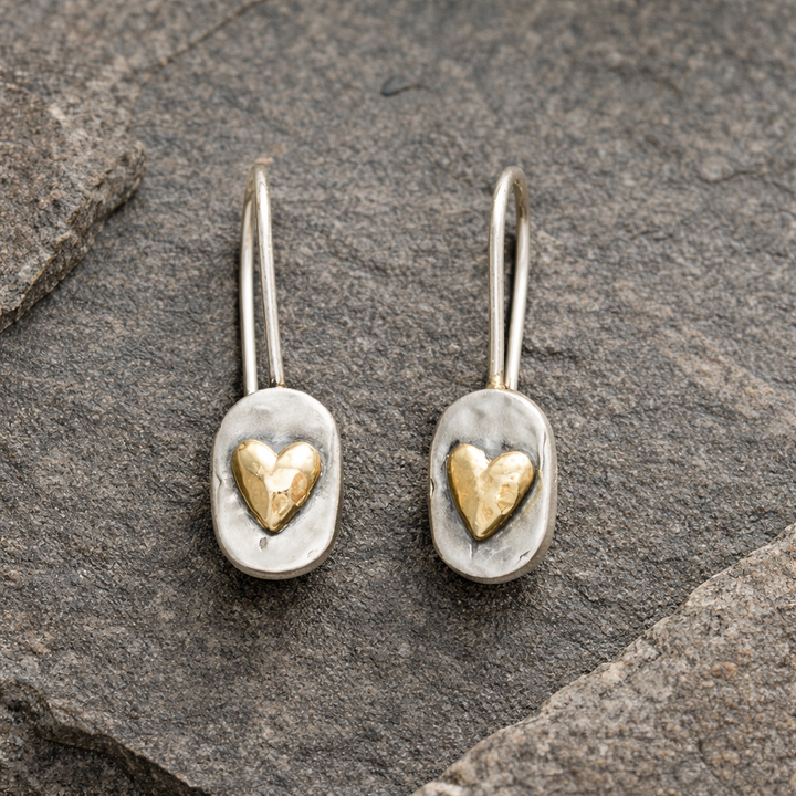 Veradelle | Vintage-Herzohrringe aus Silber und Gold